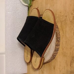 New G.I.L.I. Got It Love It Black Slides Flats Leather  Hildie Womens Size 7.5